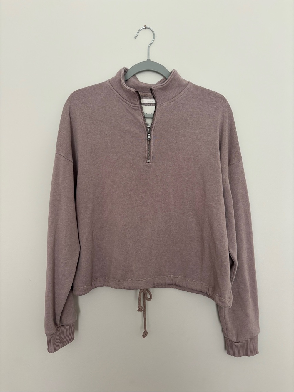 American Eagle Ahh-Mazing Soft 1/4 Zip Drawstring Waistband Pullover-Small/Tan
